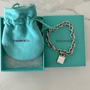 Tiffany & Co. Silver Shopping Bag Charm Bracelet with Box